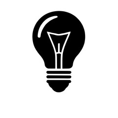 Lightbulb Icon: A simple yet powerful icon depicting a classic lightbulb, symbolizing inspiration, creativity, and innovation. The solid black silhouette stands out against a clean background.