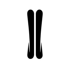 Ski Pair Icon: A minimalist black and white icon depicting a pair of skis, perfect for winter sports websites or app design.  