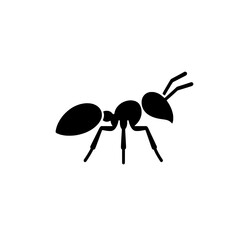 Ant Silhouette: A bold, black silhouette of an ant, detailed and precisely rendered, stands out against a clean background.