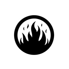 Fiery Circle: A bold graphic design featuring a stylized flame engulfed within a circular frame, symbolizing passion, energy, and intensity.