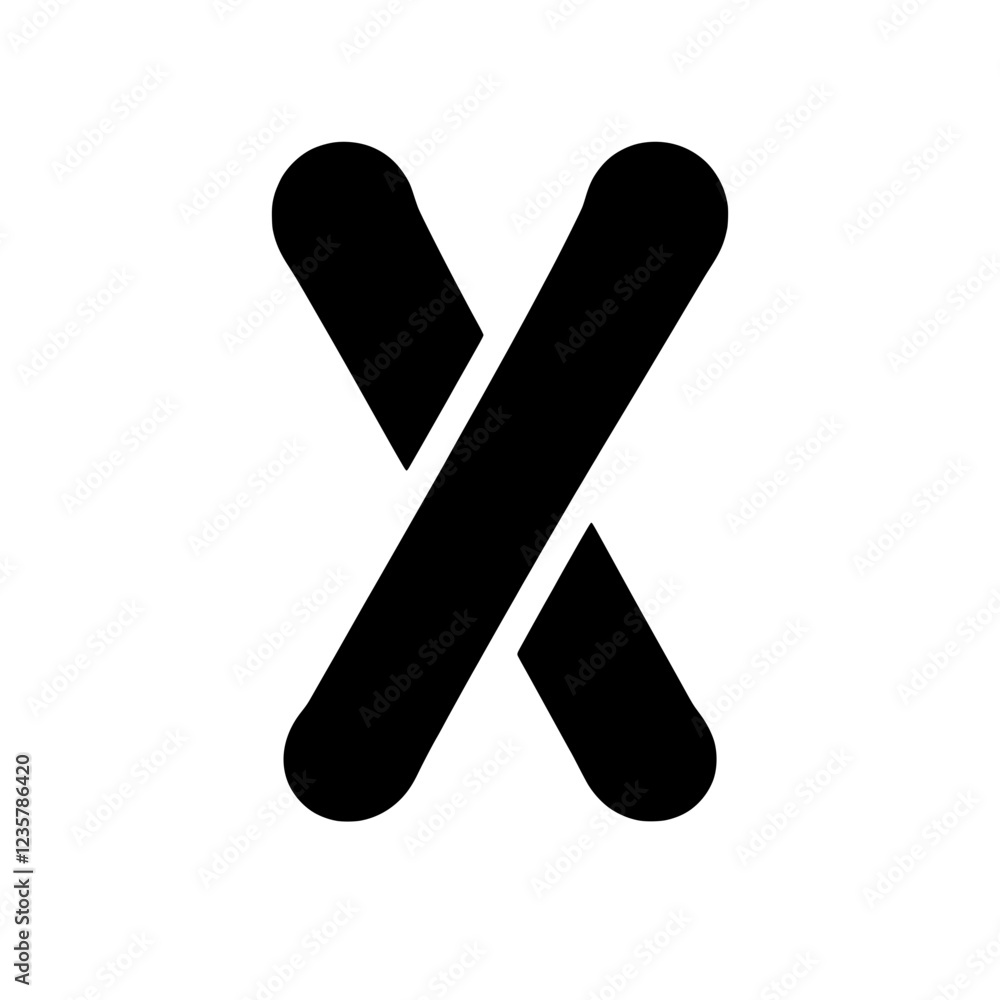 Poster crossed lines: bold graphic design element featuring two thick, black lines intersecting to form an 