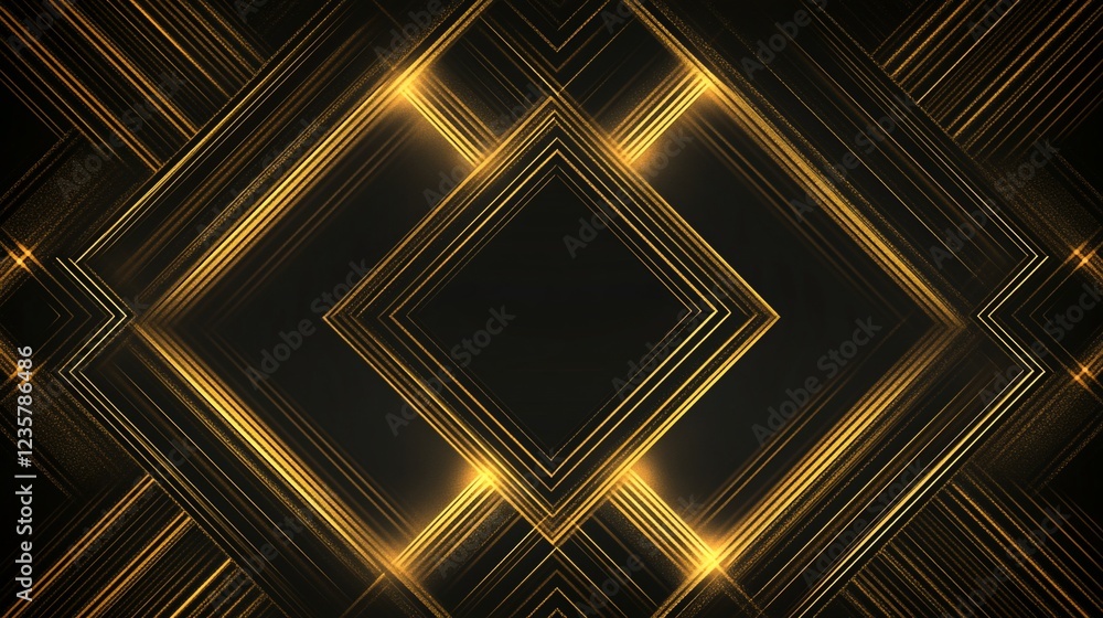 Poster elegant geometric background with golden lines and diamond shape effect pattern