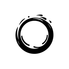 Circular Splash: Abstract liquid ink circle graphic element in black and white. Modern geometric design with a sense of motion. Perfect for website designs, posters, and more.