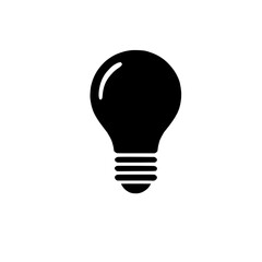 Simple Lightbulb Icon: A minimalist and versatile lightbulb icon, rendered in solid black, perfectly conveys the concepts of ideas, inspiration, and innovation. It's ideal for presentations, websites.