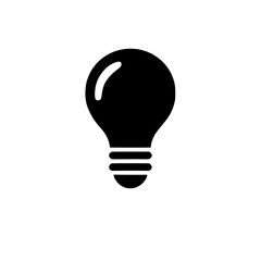 Illumination: A simple, bold black light bulb icon, symbolizing ideas, innovation, and solutions. Perfect for presentations, websites, or any project needing a clean, impactful visual.