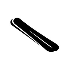 Snowboard Icon: A stylized black and white illustration of a snowboard, perfect for winter sports designs and applications.  