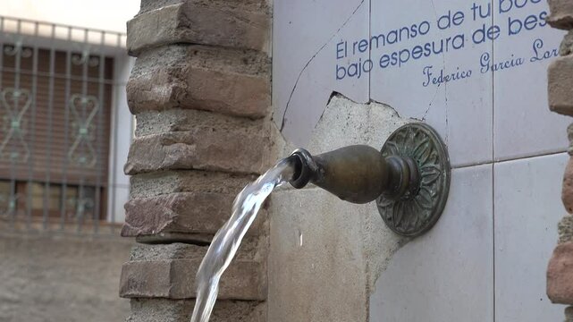 Fountain in the village of Lanjaron, Granada, Spain. High quality 4k footage