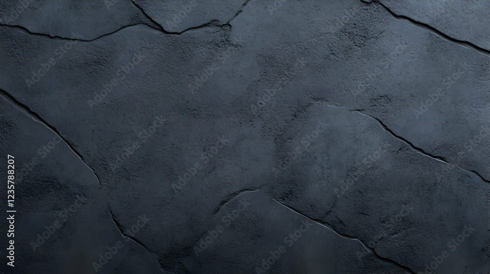 Poster close-up view of textured dark stone surface featuring natural cracks and imperfections. ideal for b
