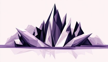 Abstract Purple Crystal Mountain Landscape Reflection