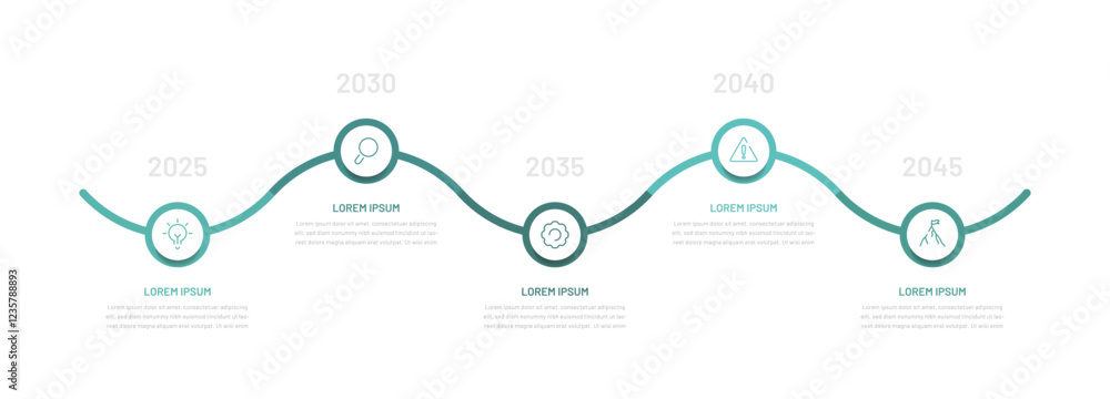 Fototapete a five-step minimalistic infographic for a presentation with editable icons and circular elements. a