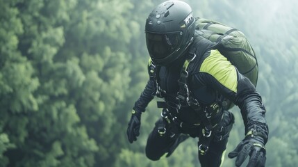 Fototapeta premium Pilot Leaning into Harnessed Power in a Dynamic Aerial Scene