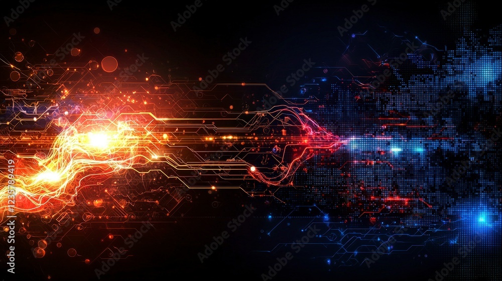 Poster Dynamic tech-inspired pixel background digital space graphic art modern environment vibrant colors futuristic concept