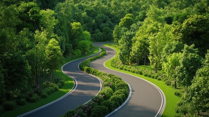 Fototapeta premium autonomous vehicles mobility sustainability. Eco-Friendly Infrastructure Designing AV-compatible roads with permeable surfaces and recycled materials to reduce environmental impact