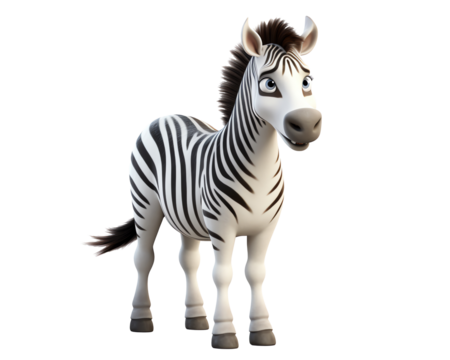 a cartoon zebra standing on a white background