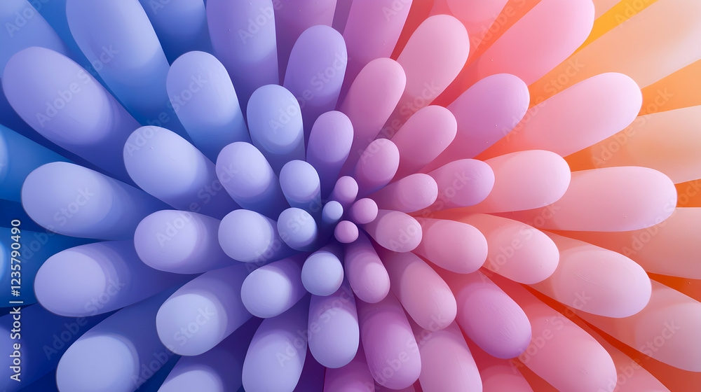 Poster a vibrant abstract background featuring a circular pattern of overlapping shapes in shades of pink, 