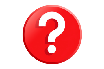 a red circle with a white question mark on it