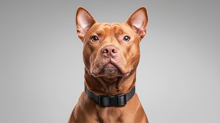 Brown Pit Bull Terrier portrait, studio shot, neutral background, pet adoption