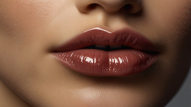 Featuring natural texture and glossy lips, perfect for showcasing lip gloss, beauty and makeup brands, cosmetic campaigns, skincare treatments, and influencer content.