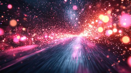 Fototapeta premium Abstract Pink and Blue Light Trails with Sparkling Bokeh Background Festive Energetic Design