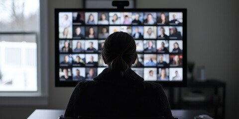 Virtual Meeting Room with Multiple Participants Display