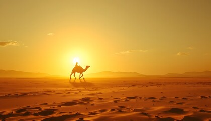 Camel Silhouette at Sunset in the Desert