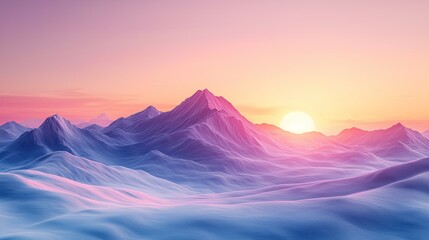 Serene Sunset over Pastel Colored Mountain Range Dreamy Landscape Photography