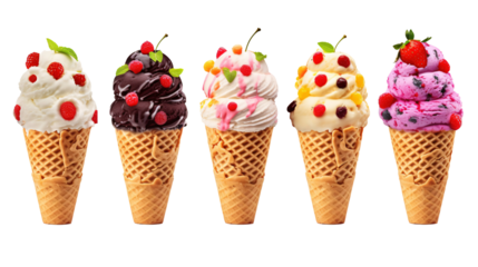a group of ice cream cones