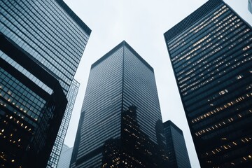 Obraz premium Modern skyscrapers pierce the sky, a testament to urban architecture.