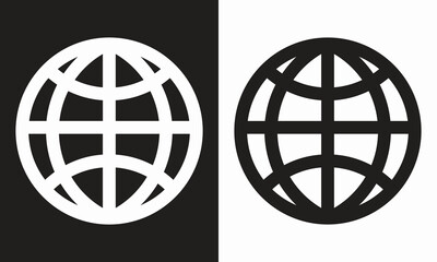 Print High resolution globe or website icon set isolated on transparent background.