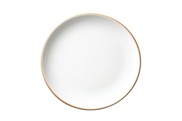 a white plate with a brown rim