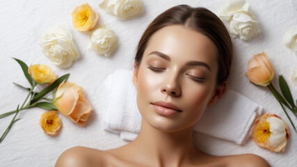 beautiful young woman in wellness spa