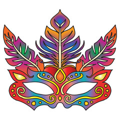 Obraz premium Mardi Gras carnival mask with feathers. Vector illustration.