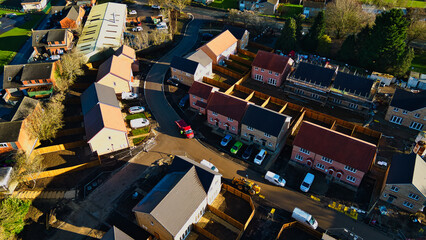 Aerial View of Residential Development Under Construction in Knaresborough, UK.