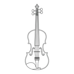 Violin Outline Icon Illustration on White Background