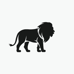 Lion silhouette icon isolated on white background. Vector stock