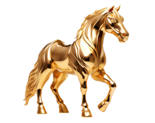 a gold horse statue
