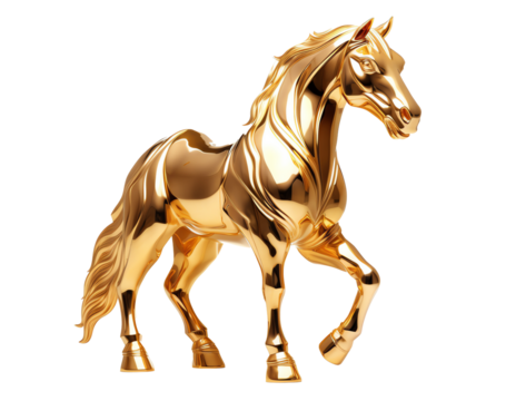 a gold horse statue