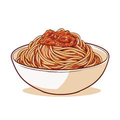 Spaghetti with meat sauce in a bowl vectorized