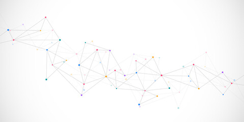 Vector illustration of minimalistic design with connecting the dots and lines. Abstract geometric background of science and technology concept