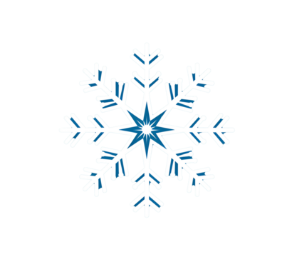 a white snowflake on a blue background