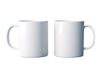 a couple of white coffee mugs