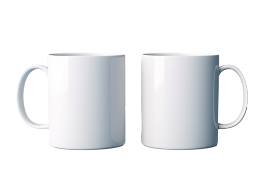 a couple of white coffee mugs
