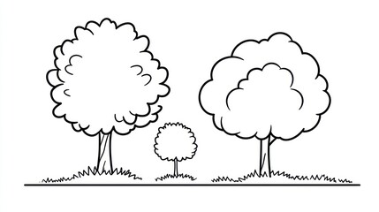 Simple tree illustration, park setting, nature background, kids book