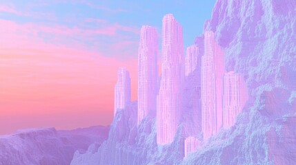 Fractal Window Cliff: Sci-fi Dreamscape with Pastel Horizon - Ultra-Detailed Cinematic Image