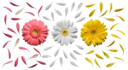 多彩なガーベラを切り抜いた、華やかな背景素材