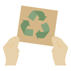Hand holding a sign symbolizing recycle ,earth Day