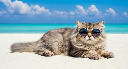 Cool Cat on Beach: A Serene Summer Scene