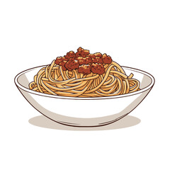 Spaghetti with meat sauce in a bowl vectorized