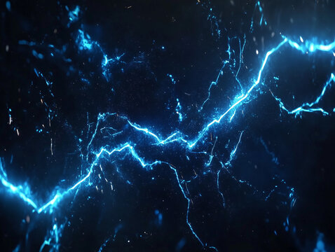 A blue background with lightning, abstract blue lightning sparks effects anime cartoon style background - Powered by Adobe