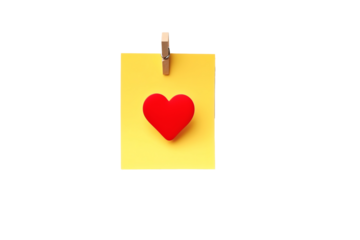 a yellow post-it note with a clip attached to it